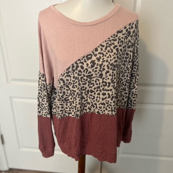 Plus 1X Maurices Soft Top, Pink and Animal Print - Picture 4 of 5